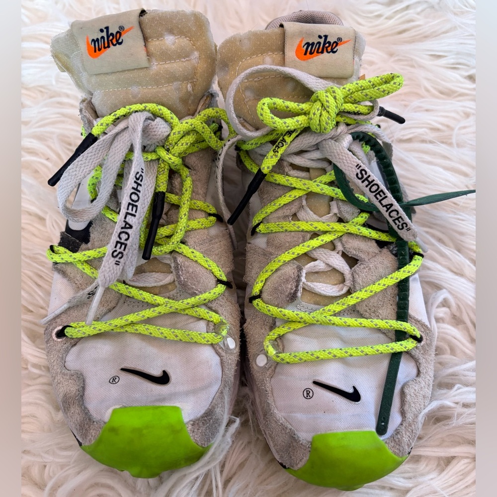 Off-White x Nike Women’s White & Neon Green Lace-Up Athletic Sneakers